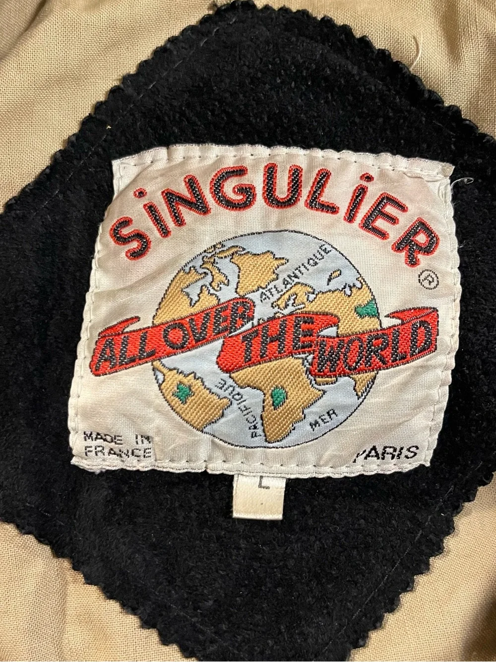 Singulier Air Mail All Over The World Rare Vintage Sz. Large Leather Jacket